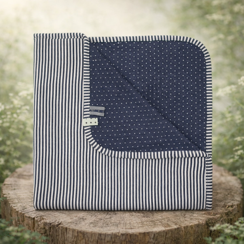 Baby Geschenkset „Indigo Dream“ – Strampler, Decke & Boots im Streifenlook