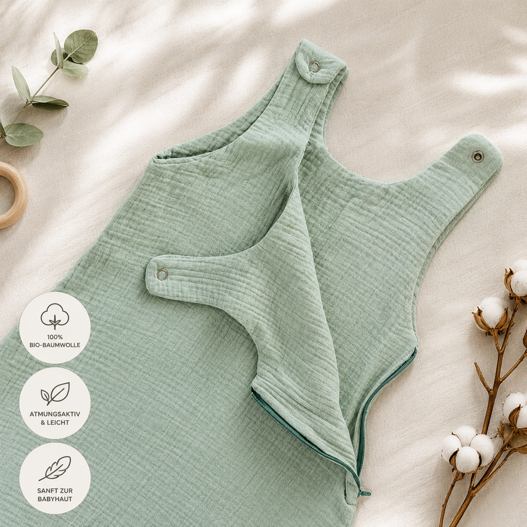 Sommer-Schlafsack aus Bio-Baumwolle – Mint