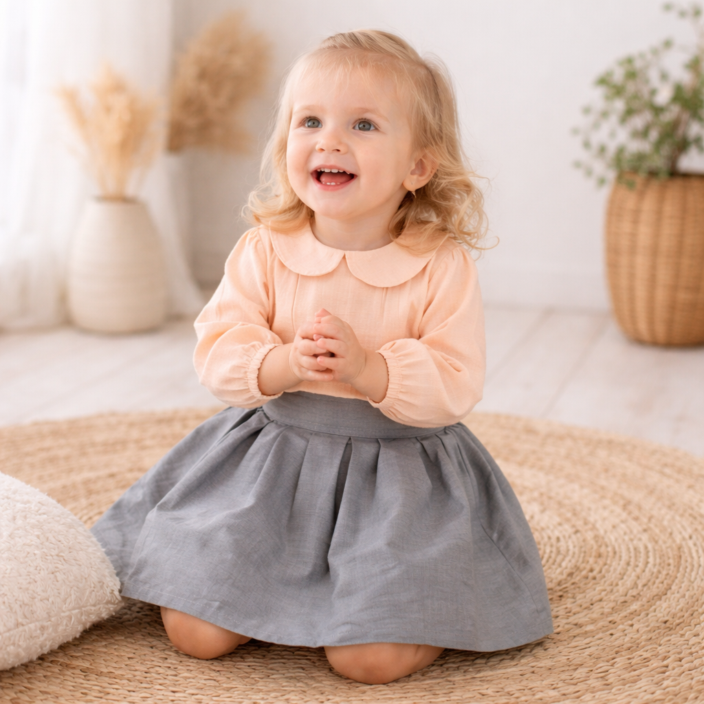 OrganicEra Bio-Musselin-Kleid mit Peter-Pan-Kragen